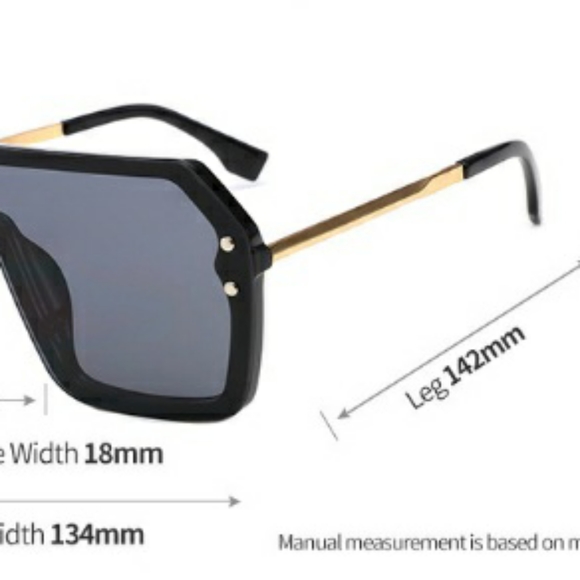 Fashion Sunglasses Oversize Women Big Frame Square Flat Top Rivet - New - Picture 3 of 8